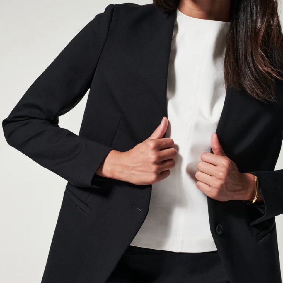 Spanx New Perfect Collarless Blazer Classic Black 1x Office Professional Casual